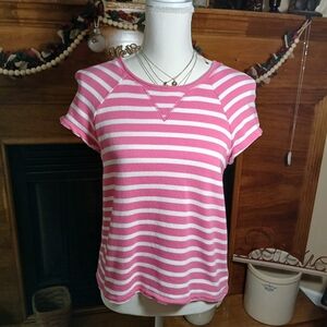 Crown & Ivy Essential Athleisure Striped Short Sleeve Shirt